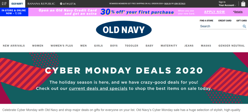old navy cyber monday