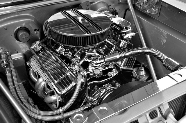car engine, customized, retro